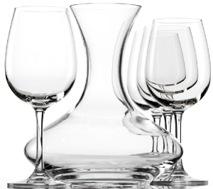 Decanter with 4 wine glasses (750 ml / 25.5 oz + 350 ml / 15.25 oz)